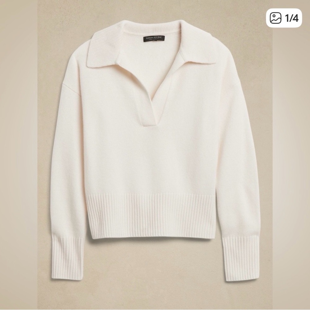 Banana Republic Cashmere ivory sweater medium - Picture 2 of 7